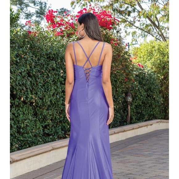 New Sleeveless Sheath Rhinestones Embellished Prom Dress w/ Lace Up Back DQ 4274 - Picture 6 of 8